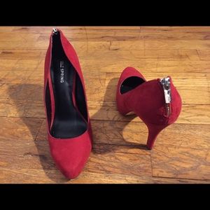 Red suede heels